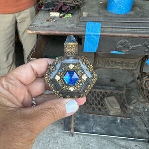 Vintage Decorative Perfume Bottle with Blue Accents